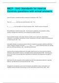 MICP - GAO Standards for Internal Controls questions with actual answers&period;