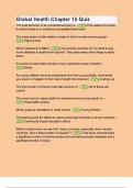Global Health Chapter 15 Quiz Questions & 100&percnt; Verified Correct Answers with complete solutions &lpar;Latest update 2024 2025