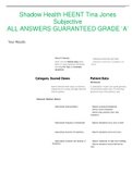 Shadow Health HEENT Tina Jones Subjective ALL ANSWERS GUARANTEED GRADE &OpenCurlyQuote;A&rsquo;
