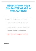 NSG6435 Week 6 Quiz GUARANTEE GRADE ‘A’ 100% CORRECT
