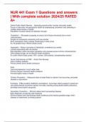 NUR 441 Exam 1 Questions and answers &vert; With complete solution 2024&sol;25 RATED A&plus;