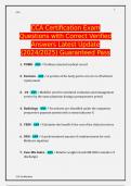 CCA Certification Exam Questions with Correct Verified Answers Latest Update &lpar;2024&sol;2025&rpar; Guaranteed Pass