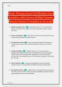 Music Therapy Board Certification Exam Questions with Correct Verified Answers&comma; Already Passed&excl; &lpar;Complete & Accurate&rpar;