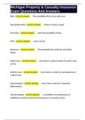 Michigan Property & Casualty Insurance Exam Questions And Answers 