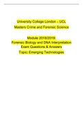 Forensic Biology and DNA Interpretation - Emerging Technologies - EXAM Q&A - UCL - Masters in Crime and Forensic Science