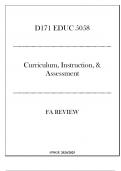 &lpar;WGU D171&rpar; - EDUC 5058 Curriculum&comma; Instruction&comma; & Assessment - FA Review 20242025