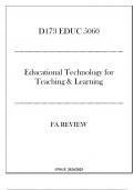 &lpar;WGU D173&rpar; - EDUC 5060 Educational Technology for Teaching & Learning - FA Review 20242025