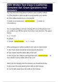 DMV Written Test Class C-California-Complete Set- Exam Questions And Answers 
