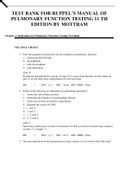 TEST BANK FOR RUPPEL&rsquo;S MANUAL OF  PULMONARY FUNCTION TESTING 11 TH EDITION BY MOTTRAM