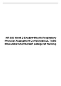 NR 509 Week 1 Shadow Health History Assignment DOCUMENTATION  Latest Verified Document