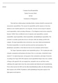 Corporate Social Responsibilty.docx  MT104   Corporate Social Responsibility  Purdue University Global   MT104   Introduction to Management   There had been a debate going on deciding whether a business should be concerned with noneconomic responsibilitie
