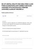 RN ATI MENTAL HEALTH NGN 2024 FORM A AND FORM B QUESTIONS AND CORRECT DETAILED ANSWERS WITH RATIONALES &lpar;VERIFIED ANSWERS&rpar; &vert;ALREADY GRADED A&plus;