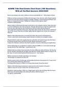 AZURE Tide Real Estate Final Exam &lpar;100 Questions&rpar;  With all Verified Answers 2024&sol;2025