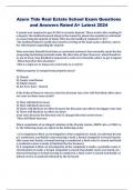 Azure Tide Real Estate School Exam Questions  and Answers Rated A&plus; Latest 2024
