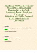 Final Exam&colon; NR568 &sol; NR 568 &lpar;Latest Update 2024 &sol; 2025&rpar; Advanced Pharmacology for the Adult-Gerontology Primary Care Nurse Practitioner  &vert; Questions with Verified Answers &vert; 100&percnt; Correct &vert; Grade A - Chamberlain