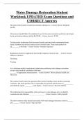 Water Damage Restoration Student  Workbook UPDATED Exam Questions and  CORRECT Answers