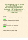 Midterm Exam&colon; NR565 &sol; NR 565 &lpar;Latest 2024 &sol; 2025&rpar; Advanced Pharmacology Fundamentals &vert; Questions with Verified Answers &vert; 100&percnt; Correct &vert; Grade A - Chamberlain