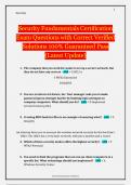 Security Fundamentals Certification Exam Questions with Correct Verified Solutions 100&percnt; Guaranteed Pass &lpar;Latest Update&rpar;
