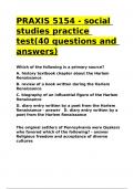PRAXIS 5154 - social studies practice test&lpar;40 questions and answers&rpar;