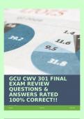 GCU CWV 301 FINAL EXAM REVIEW QUESTIONS & ANSWERS RATED 100&percnt; CORRECT&excl;&excl;