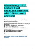 Microbiology 2320 Lecture Final Exam&lpar;184 questions with 100- correct answers&rpar;&period;