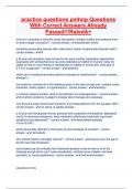 practice questions pmhnp Questions With Correct Answers Already Passed&excl;&excl;&excl;RatedA&plus;