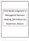Judgment in Managerial Decision Making Test Bank for 2024-2025