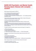 NURS 325 Psychiatric and Mental Health Nursing latest &vert; Newest with complete solution