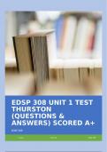 EDSP 308 UNIT 1 TEST THURSTON &lpar;QUESTIONS & ANSWERS&rpar; SCORED A&plus;
