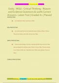 D265 - WGU - Critical Thinking - Reason  and Evidence Questions & 100&percnt; Correct  Answers- Latest Test &vert; Graded A&plus; &vert; Passed
