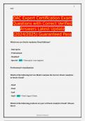  OAC Expert Certification Exam Questions with Correct Verified Answers Latest Update &lpar;2024&sol;2025&rpar; Guaranteed Pass