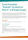 Essay Examples Amends by Adrienne Rich A vs B Grade Essays