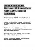 APES Final Exam Review &lpar;169 questions with 100- correct answers&rpar;&period;