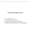NURS 6650N Midterm Exam / NURS6650 Midterm Exam (3 New Versions, Each 75 Q/A, 2021): (Received score 75 out of 75)