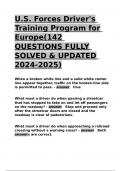 U&period;S&period; Forces Driver-s Training Program for Europe&lpar;142 QUESTIONS FULLY SOLVED & UPDATED 2024-