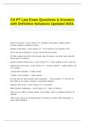 CA PT Law Exam Questions & Answers with Definitive Solutions Updated 2024&period;
