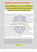 PRE-ASSESSMENT&colon; ANALYTICAL METHODS OF HEALTH LEADERS &lpar;RAO2&rpar; &lpar;PRAO&rpar; PRACTICE QUESTIONS AND ANSWERS &lpar;100&percnt; PASS&rpar;