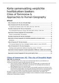 Korte samenvatting verplichte hoofdstukken boeken: Cities of Tommorow & Approaches to Human Geography