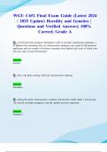 WGU C652 Final Exam Guide &lpar;Latest 2024&sol; 2025 Update&rpar; Heredity and Genetics &vert; Questions and Verified Answers&vert; 100&percnt; Correct&vert; Grade A