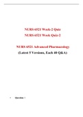 NURS 6521 Week 2 Quiz Answer (Latest 5 Versions), NURS 6521N Advanced Pharmacology