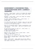 ASSESSMENT & DIAGNOSIS FINAL EXAM QUESTIONS WITH CORRECT ANSWERS