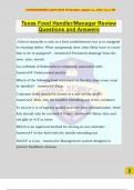 Texas Food Handler&sol;Manager Review Questions and Answers
