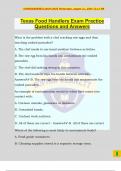 Texas Food Handlers Exam Practice Questions and Answers