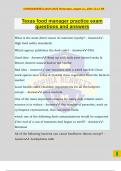 Texas food manager practice exam questions and answers
