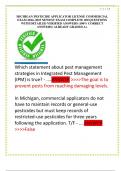 MICHIGAN PESTICIDE APPLICATOR LICENSE COMMERCIAL  EXAM 2024&ndash;2025 NEWEST EXAM COMPLETE 200 QUESTIONS  WITH DETAILED VERIFIED ANSWERS &lpar;100&percnt; CORRECT  ANSWERS&rpar; ALREADY GRADED A&plus;