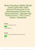 Week 6 Final Exam&colon; NR568 &sol; NR 568 &lpar;Latest Update 2024 &sol; 2025&rpar; Advanced Pharmacology for the Adult-Gerontology Primary Care Nurse Practitioner &vert; Questions with Verified Answers &vert; 100&percnt; Correct &vert; Grade A - Chamberlain