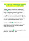 ESL 154 Exam Tested Questions With  Revised Answers &vert; UPDATED&excl;&excl;