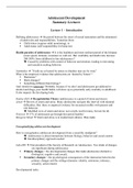 Samenvatting alle Hoorcolleges (1-12) Adolescent Development (Deeltentamen 1-3)