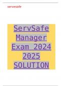 ServSafe Manager Exam 2024 2025 SOLUTION