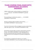 TLSAE COURSE FINAL EXAM WITH GUARANTEED ACCURATE ANSWERS
